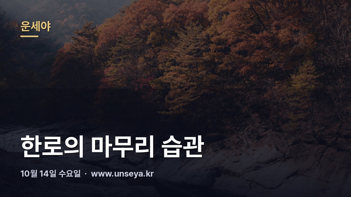찬 이슬 내린 단풍잎과 따뜻한 차 한 잔